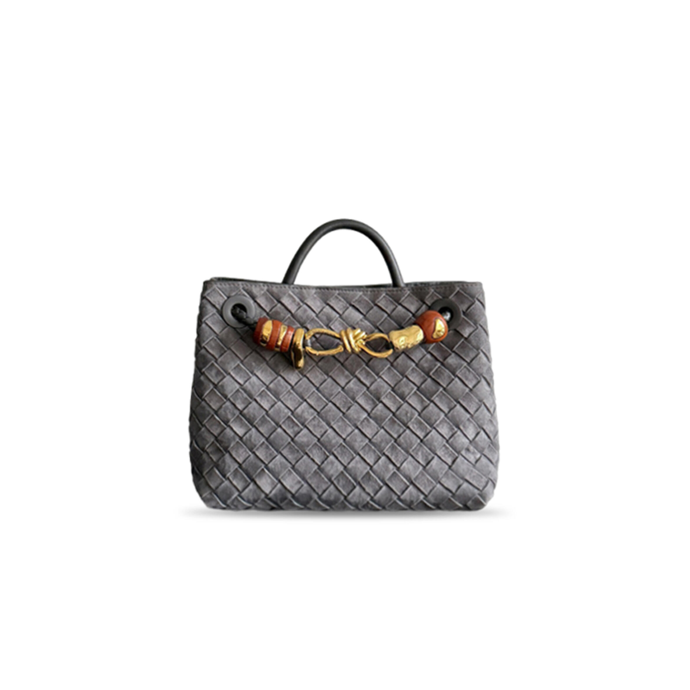BOTTEGA VENETA ANDIAMO SMALL SUEDE TOTE IN GRAPHITE BAG 743568 (25*22*10.5cm)